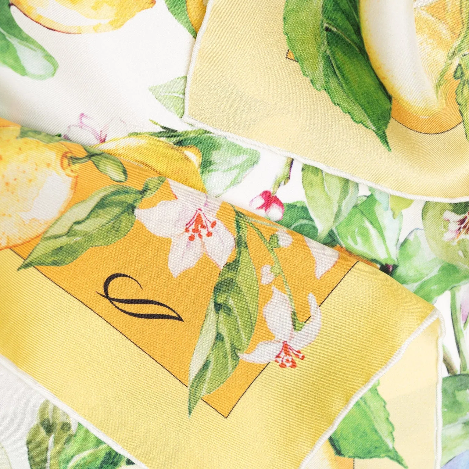 Limoni Fioriti - Silk Foulard - Yellow sold by Elizabetta product image thumbnail 4