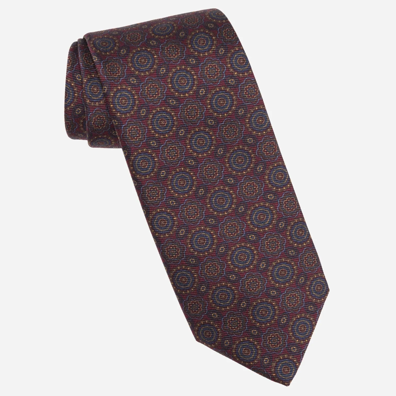 Moretti - Printed Madder Silk Tie - Burgundy sold by Elizabetta product image thumbnail 2