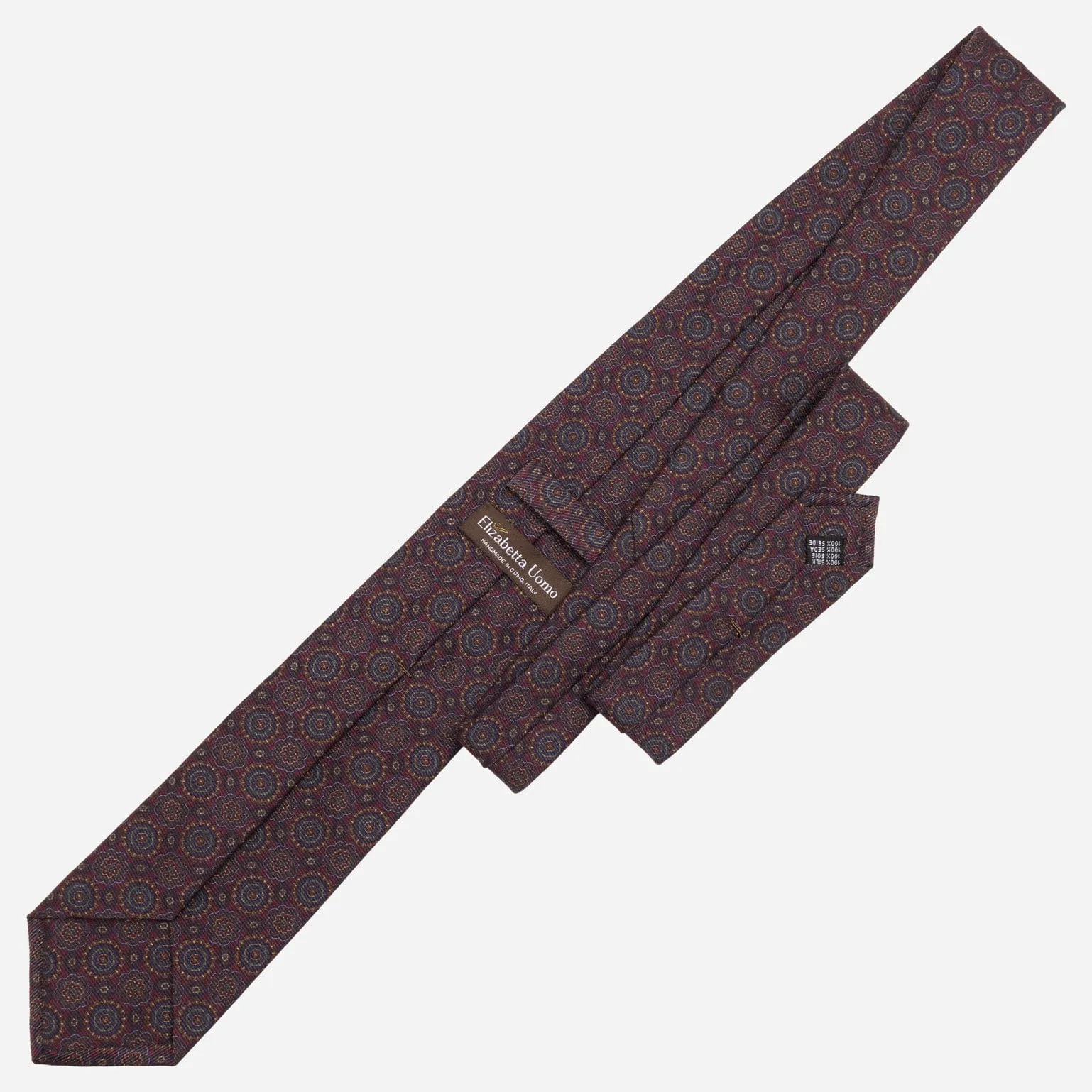 Moretti - Printed Madder Silk Tie - Burgundy sold by Elizabetta product image thumbnail 3