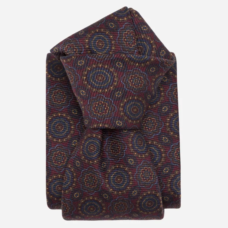 Moretti - Printed Madder Silk Tie - Burgundy sold by Elizabetta