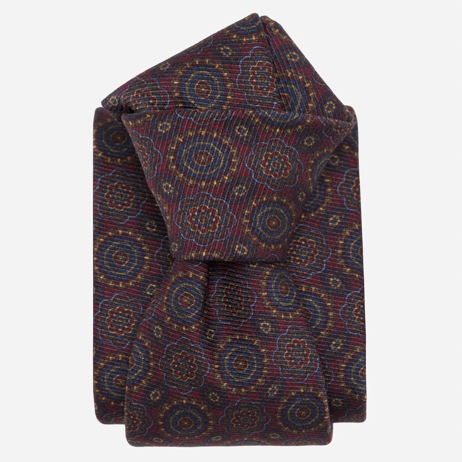 Moretti - Printed Madder Silk Tie - Burgundy sold by Elizabetta