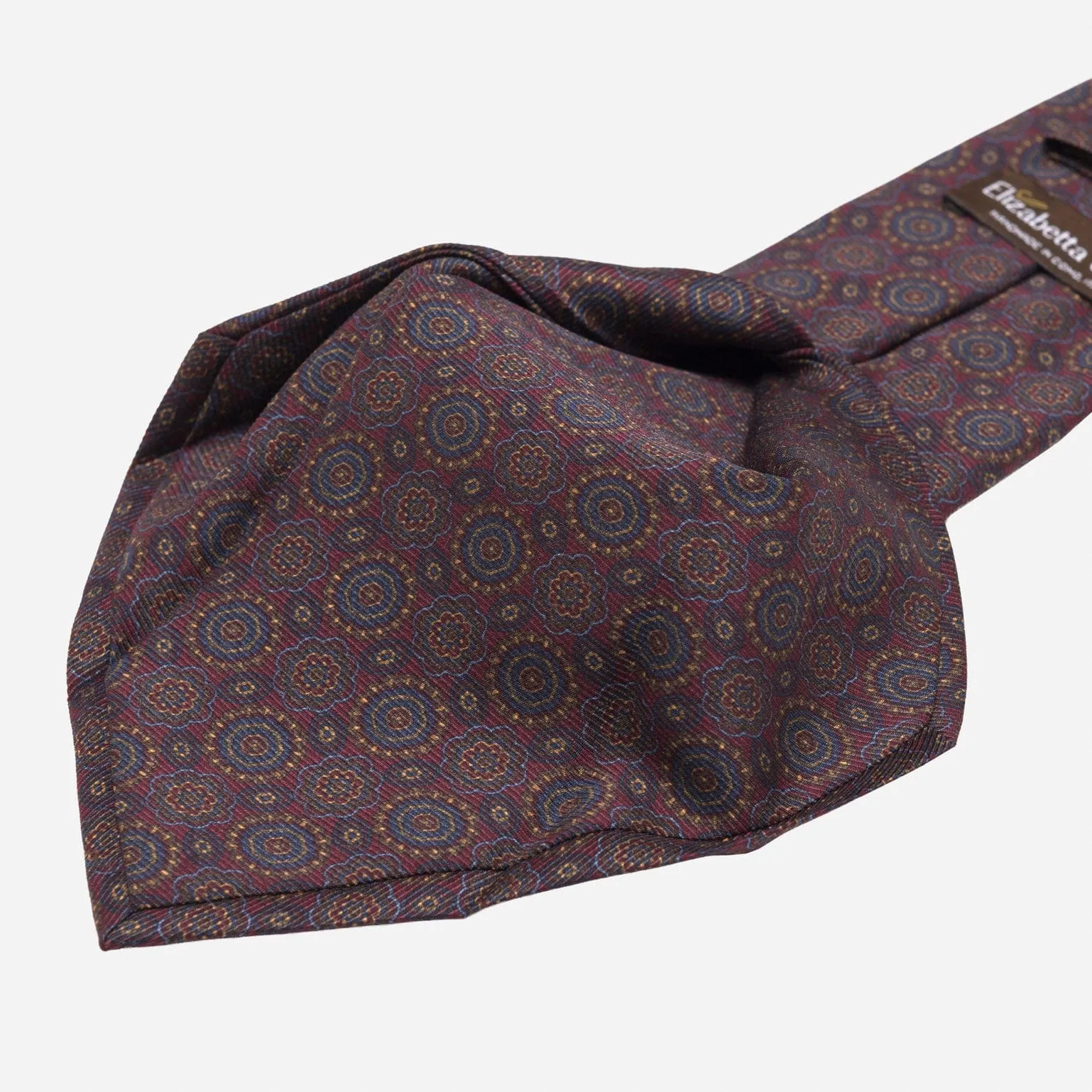 Moretti - Printed Madder Silk Tie - Burgundy sold by Elizabetta product image thumbnail 4