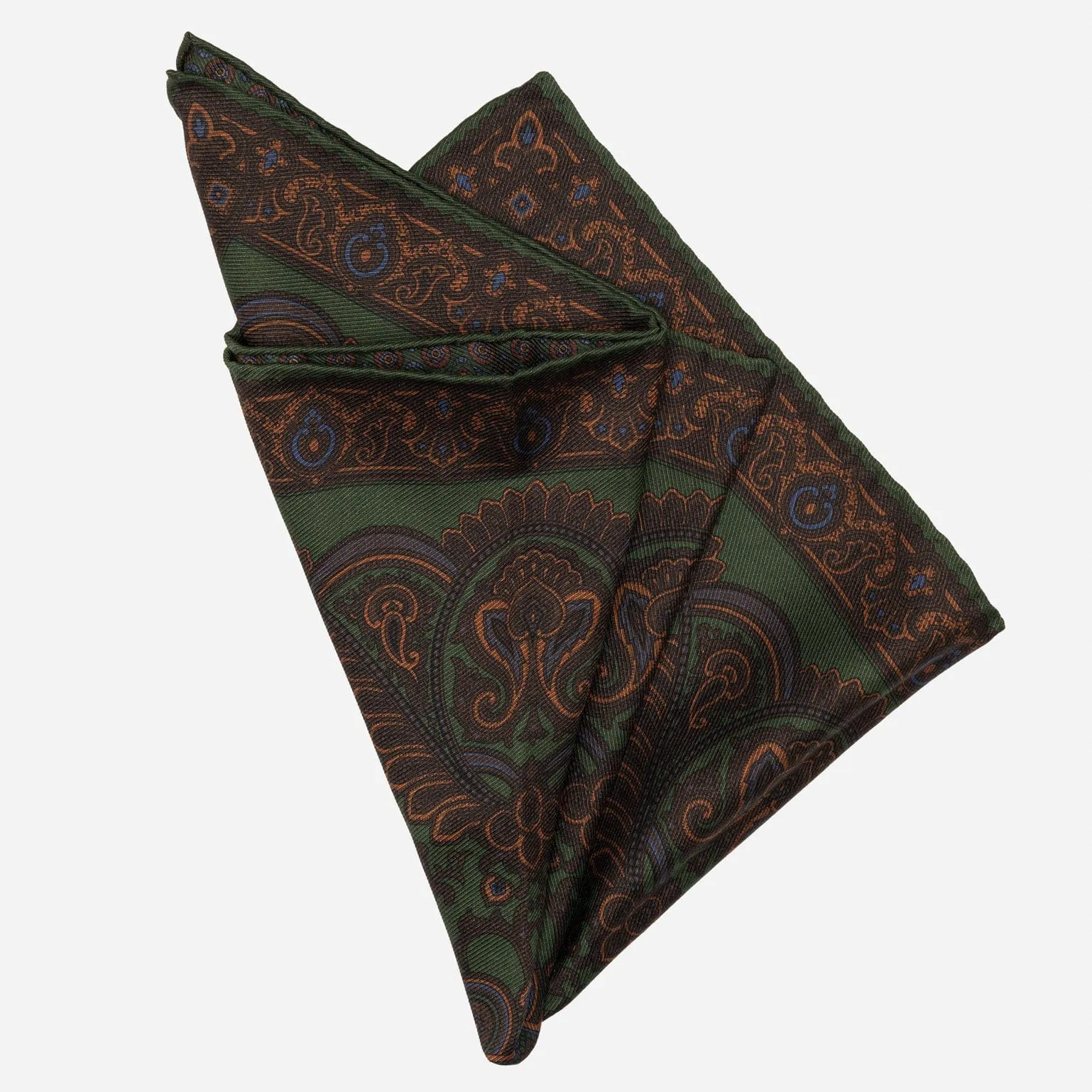 Lario - Double Sided Silk Pocket Square - Green & Brown sold by Elizabetta product image thumbnail 3