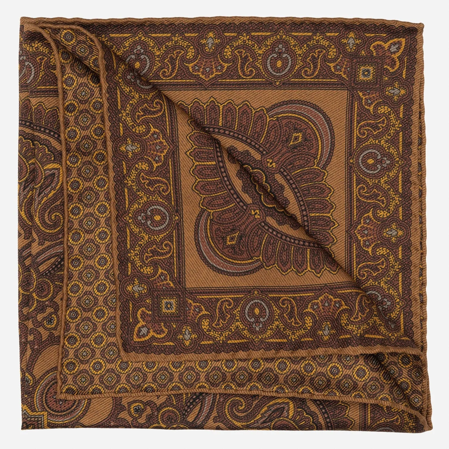 Lario - Double Sided Silk Pocket Square - Brown sold by Elizabetta