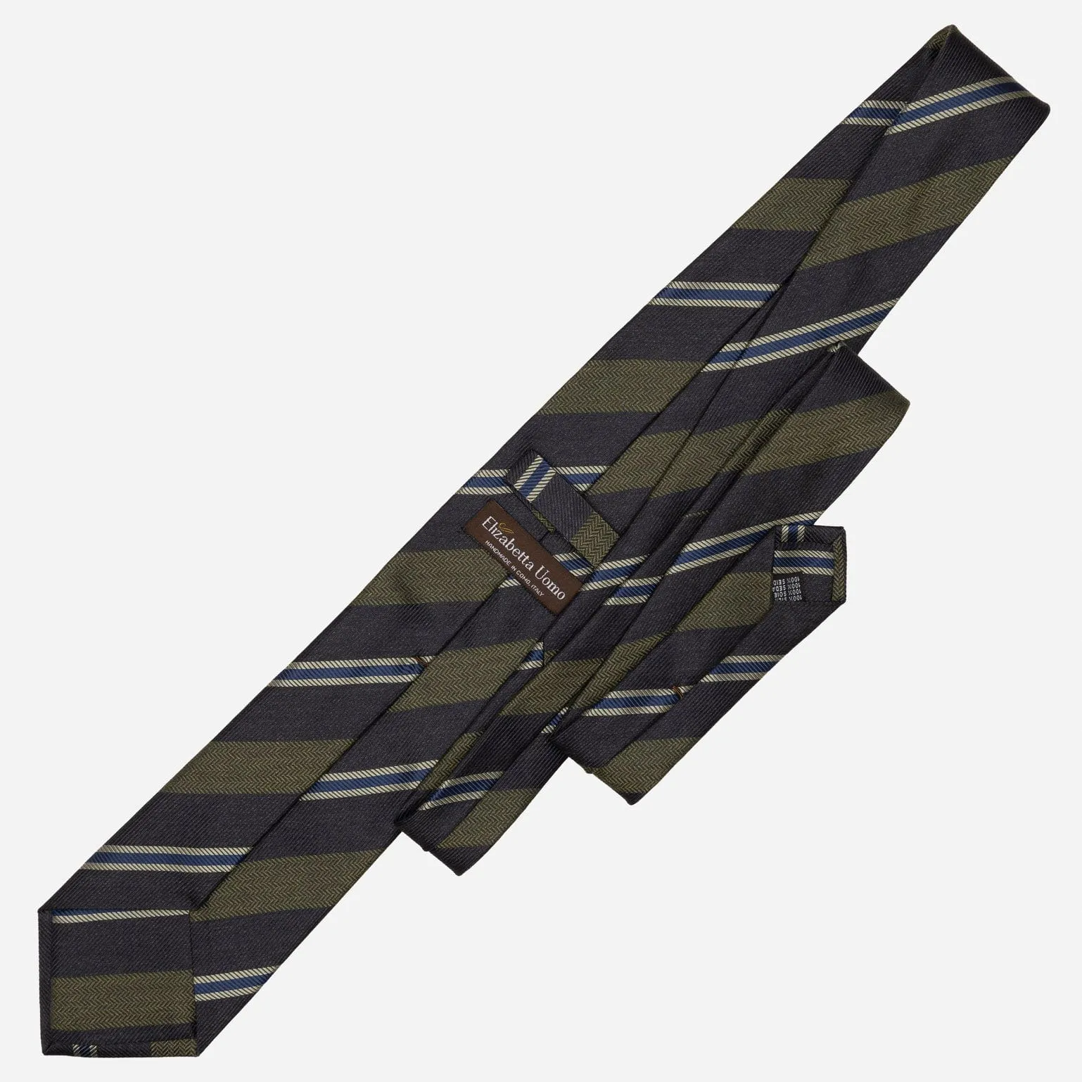 Flaminia - Silk Jacquard Tie - Navy and Olive sold by Elizabetta product image thumbnail 3