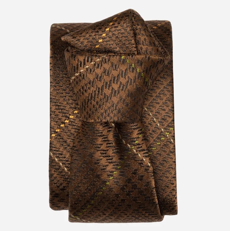 Spoleto - Silk Jacquard Tie - Oak Brown made by Elizabetta