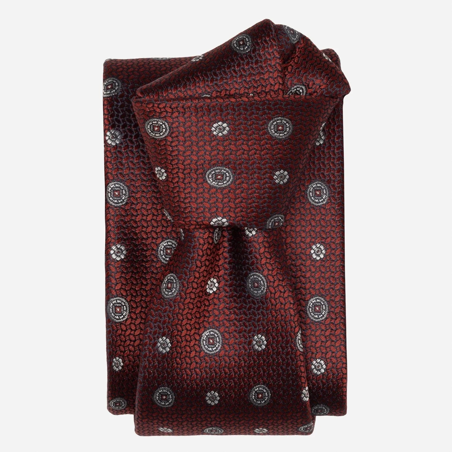 Benelli - Silk Jacquard Tie - Burgundy sold by Elizabetta