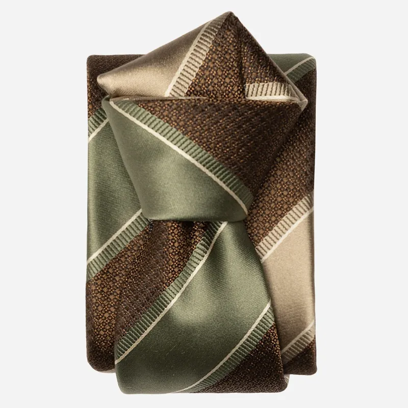 Ferrari - Silk Jacquard Tie - Green and Brown sold by Elizabetta