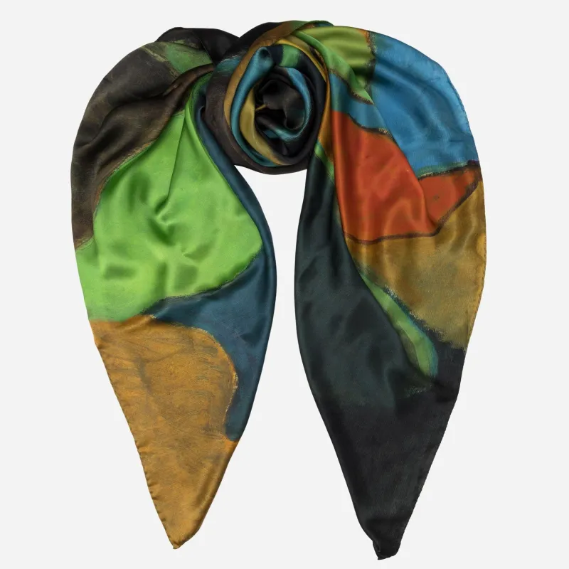 Marinella - Silk Scarf Shawl - Peacock Green sold by Elizabetta