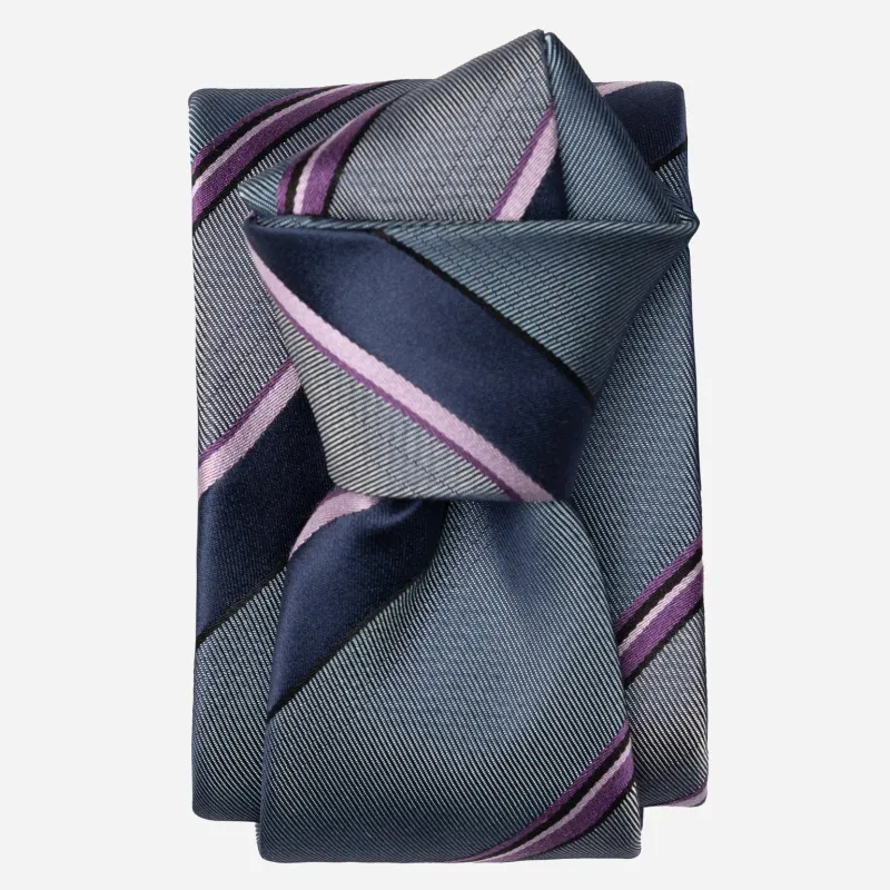 Rufino - Silk Jacquard Tie - Steel Blue and Lavender sold by Elizabetta