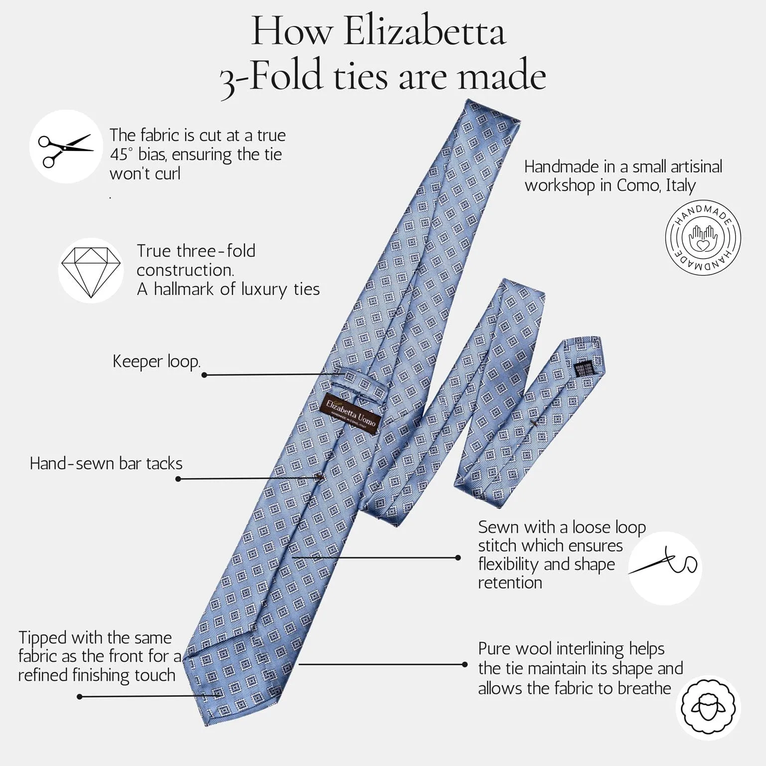 Rufino - Silk Jacquard Tie - Steel Blue and Lavender sold by Elizabetta product image thumbnail 5