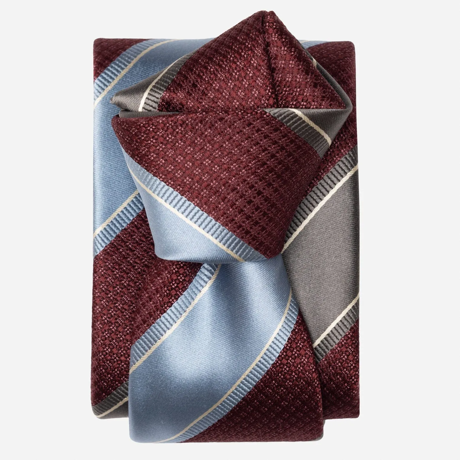 Ferrari - Silk Jacquard Tie - Burgundy Grey and Blue sold by Elizabetta