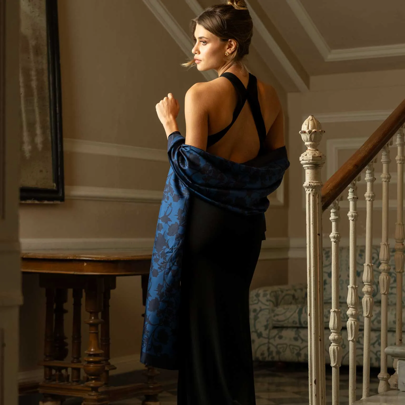 Regina - Silk Scarf Shawl - Midnight Blue sold by Elizabetta