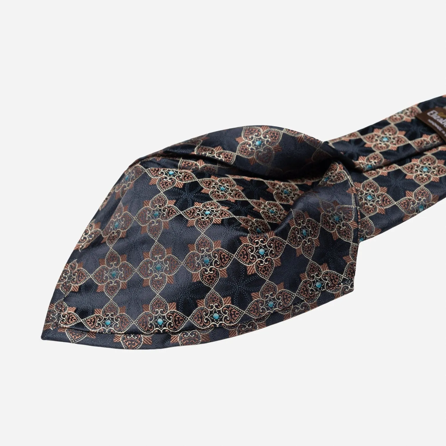 Amalfi - Silk Jacquard Tie - Navy and Copper Rose sold by Elizabetta product image thumbnail 4