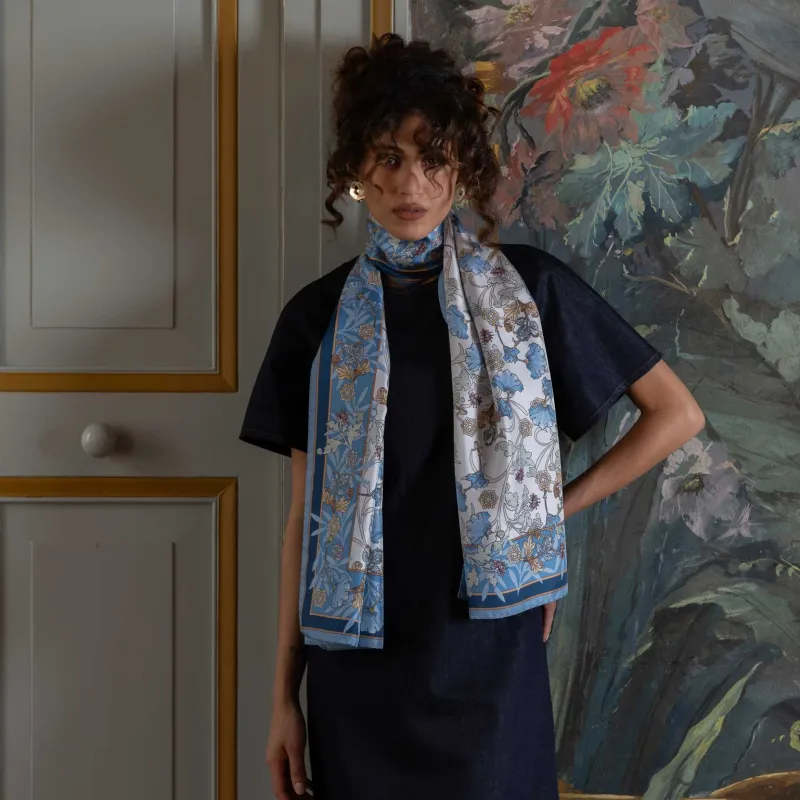 Ofelia - Long Silk Scarf - Blue sold by Elizabetta