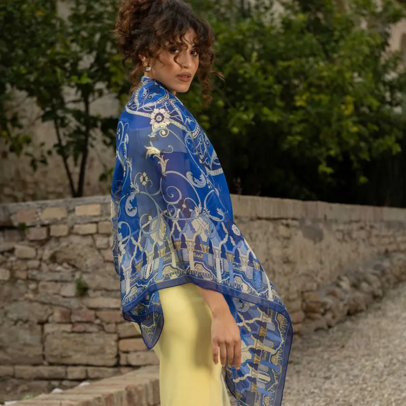 Natalia - Silk Scarf Shawl - Royal Blue sold by Elizabetta