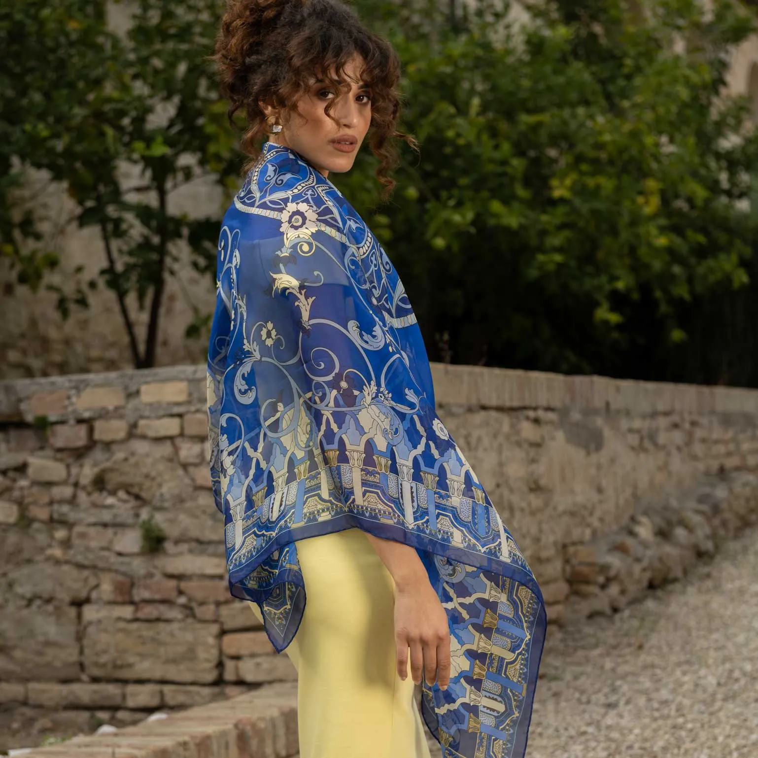 Natalia - Silk Scarf Shawl - Royal Blue sold by Elizabetta