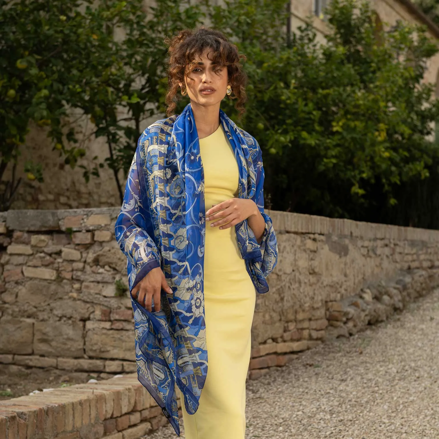 Natalia - Silk Scarf Shawl - Royal Blue sold by Elizabetta product image thumbnail 3