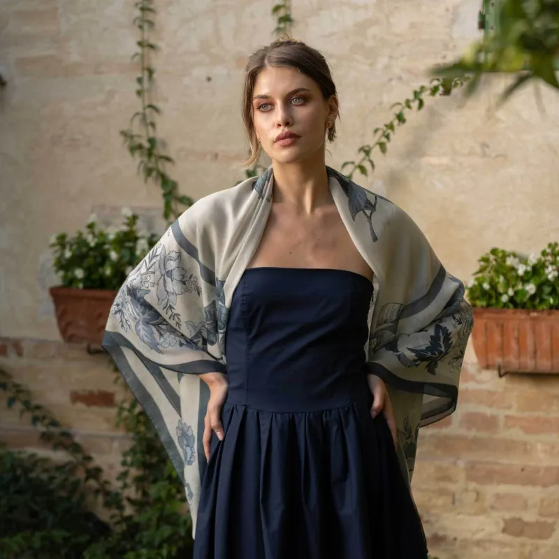 Aurora - Modal Cashmere Scarf Shawl - Dusty Blue sold by Elizabetta