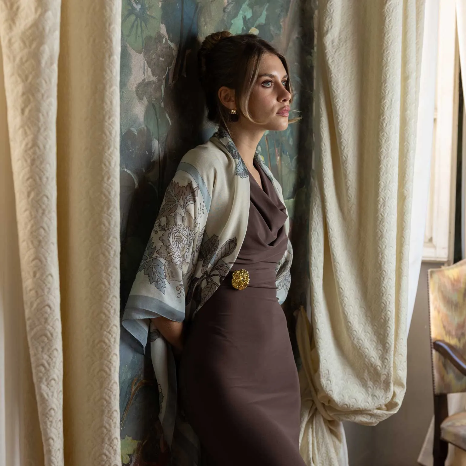 Aurora - Modal Cashmere Scarf Shawl - Powder Blue sold by Elizabetta product image thumbnail 3