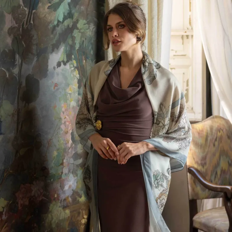 Aurora - Modal Cashmere Scarf Shawl - Powder Blue sold by Elizabetta