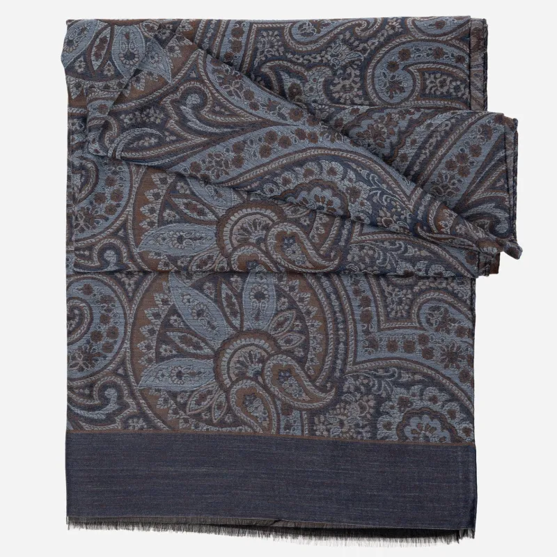 Leone - Wool Silk Scarf - Blue sold by Elizabetta