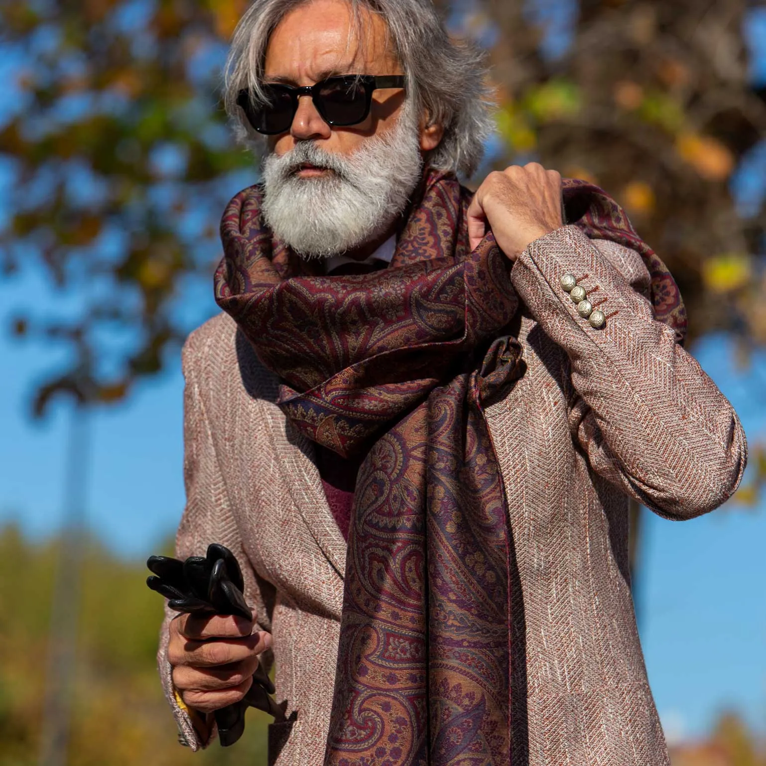 Leone - Wool Silk Scarf - Burgundy sold by Elizabetta product image thumbnail 3