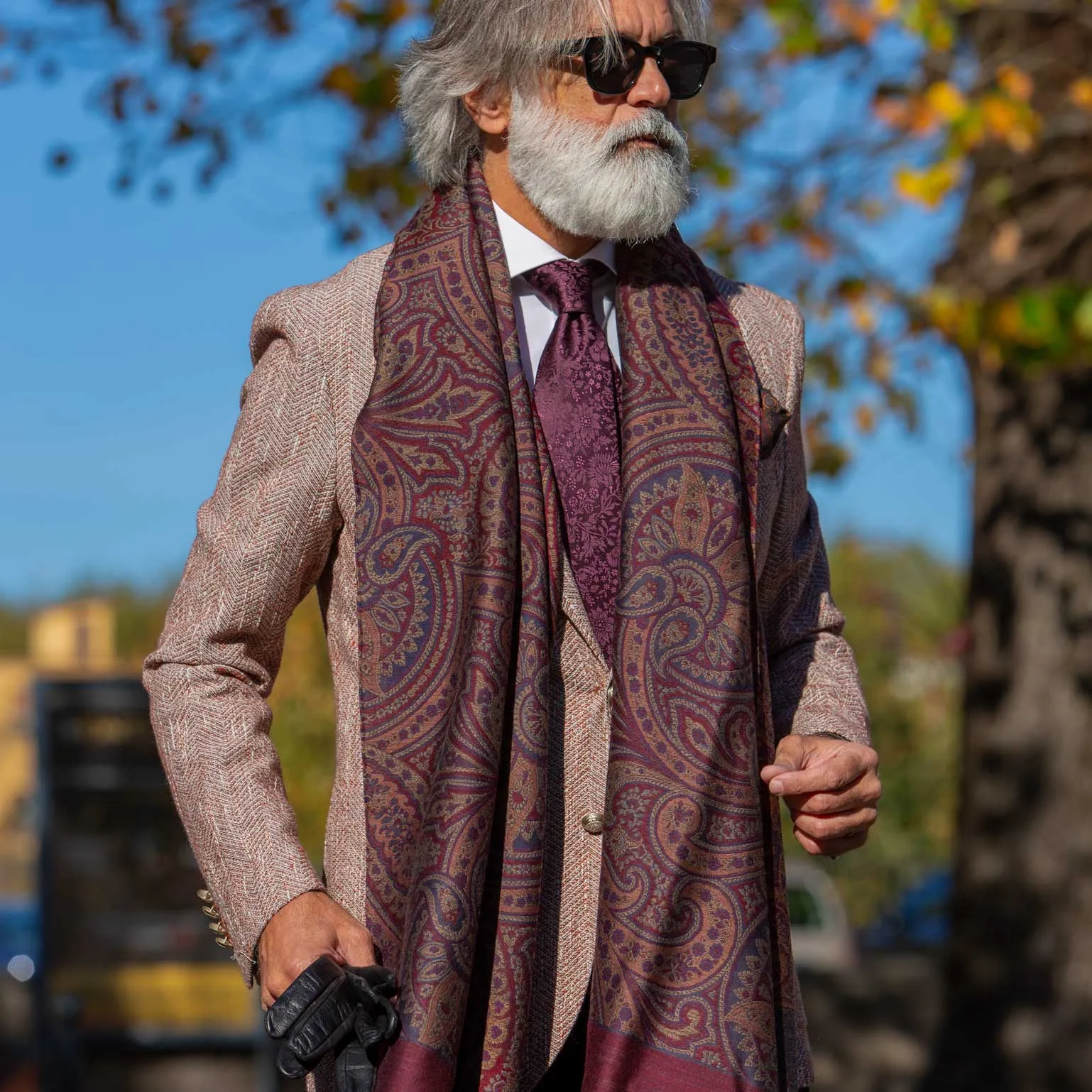 Leone - Wool Silk Scarf - Burgundy sold by Elizabetta