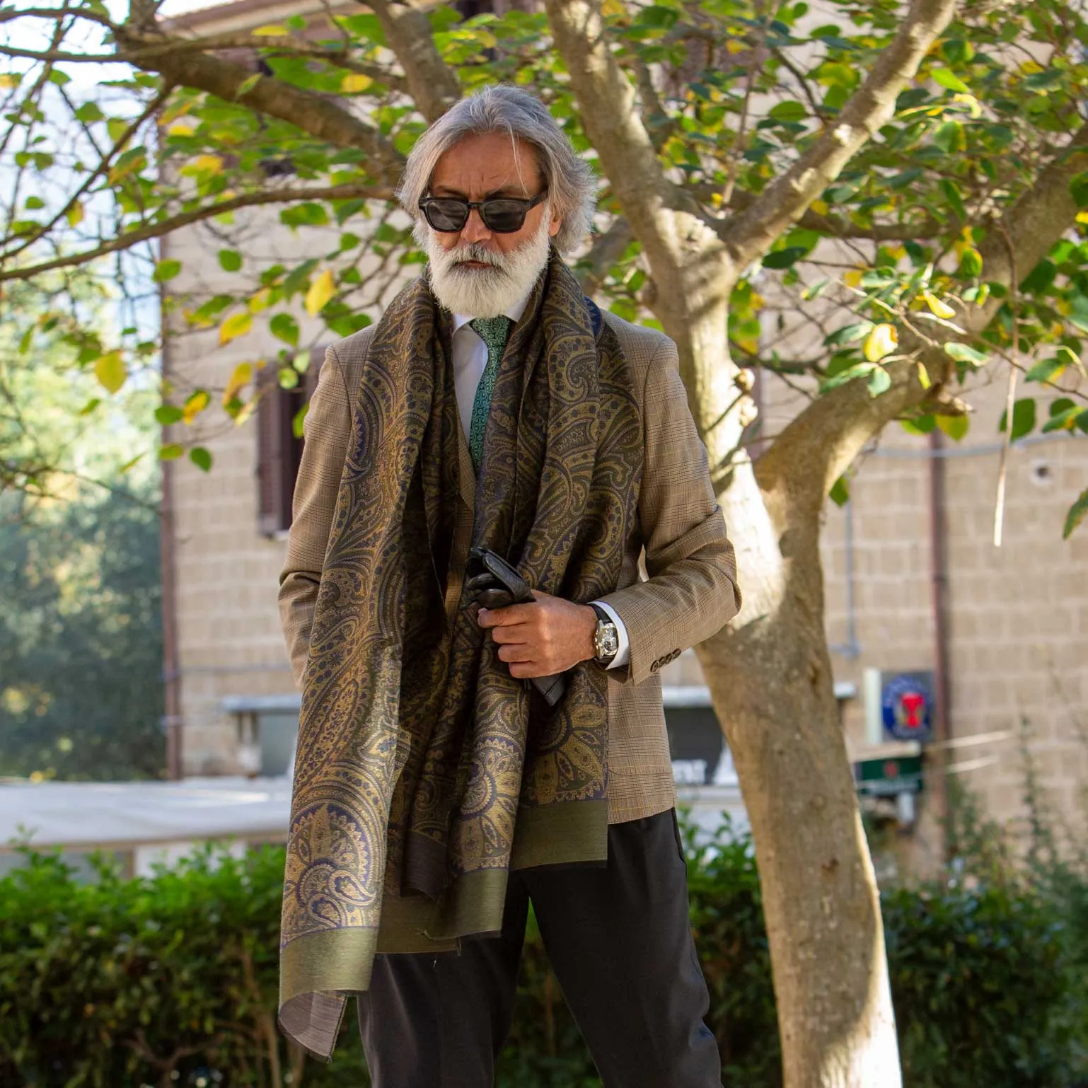 Leone - Wool Silk Scarf - Olive Green sold by Elizabetta