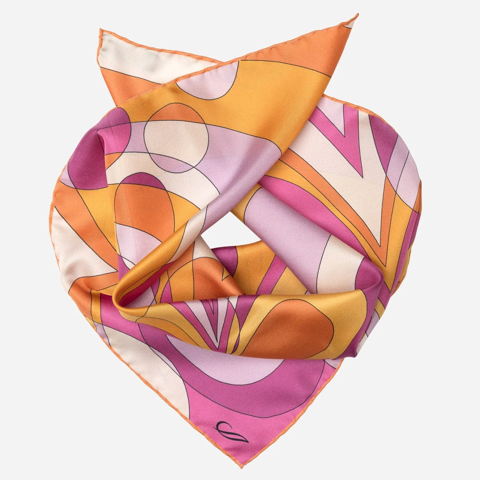 Michelle - Silk Bandana - Orange and Pink sold by Elizabetta