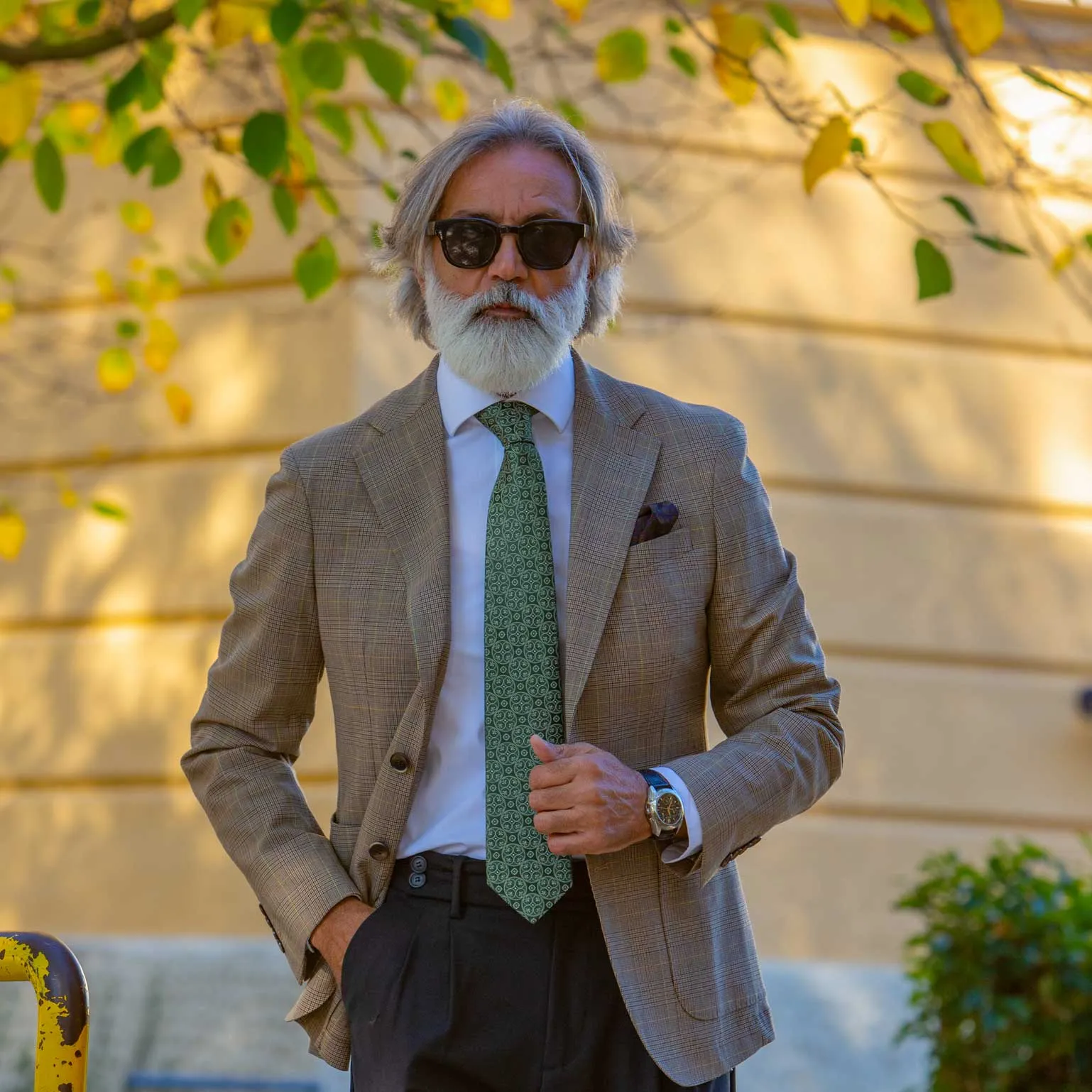 Goldoni - Silk Jacquard Tie - Green sold by Elizabetta product image thumbnail 2