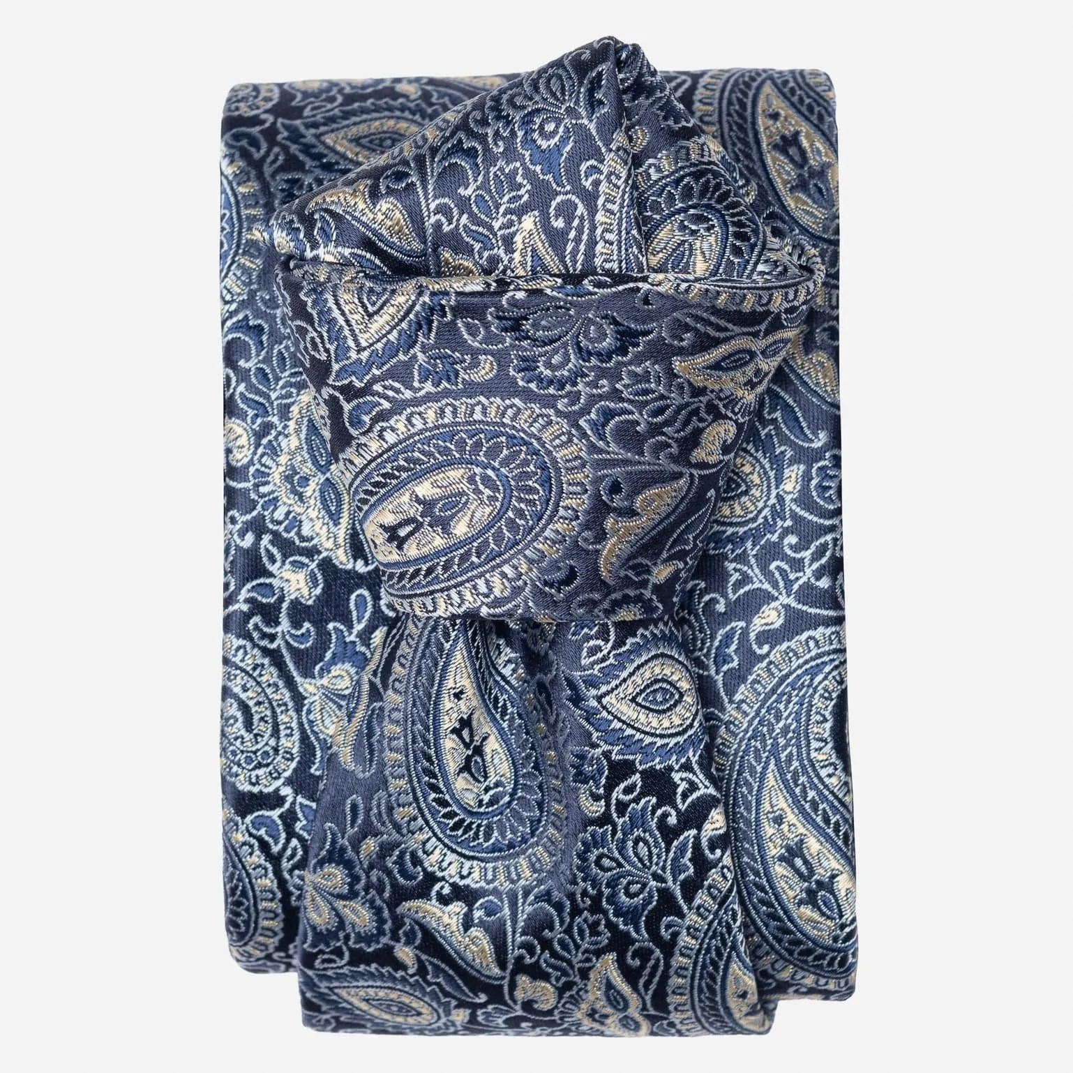 Donatello - Silk Jacquard Tie - Blue and Silver sold by Elizabetta