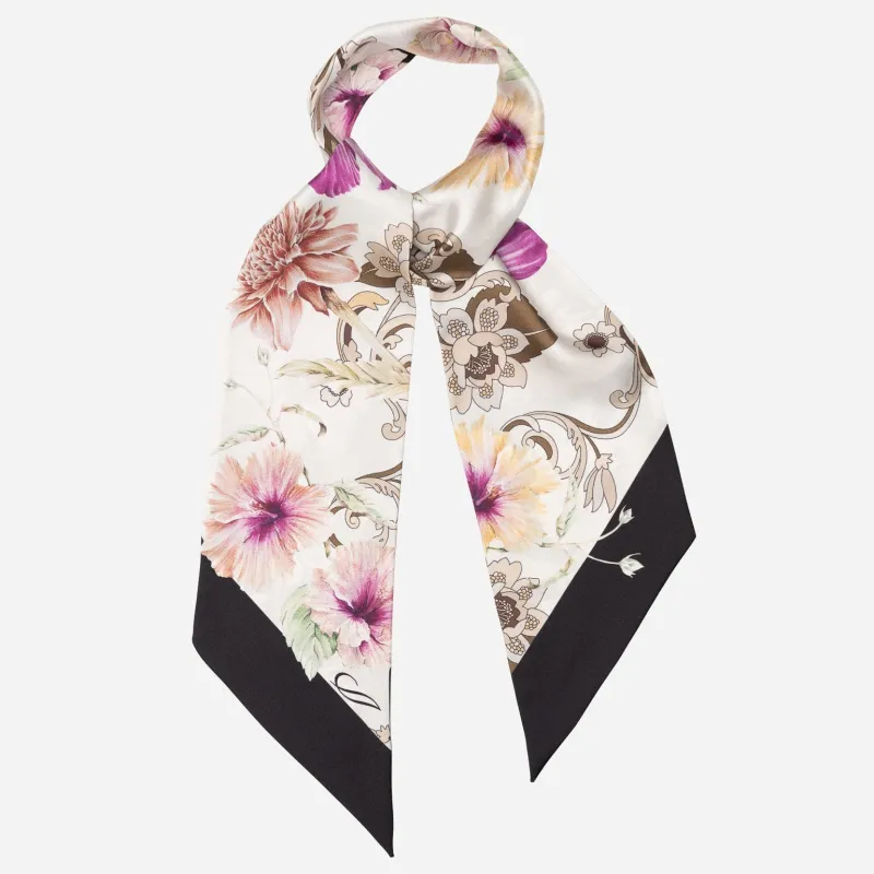 Hawaii Bloom - Skinny Silk Scarf - Cream sold by Elizabetta