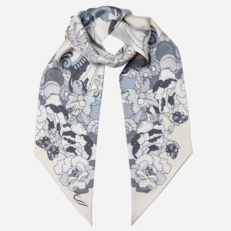 Raffaella  - Skinny Silk Scarf - Dusty Blue sold by Elizabetta