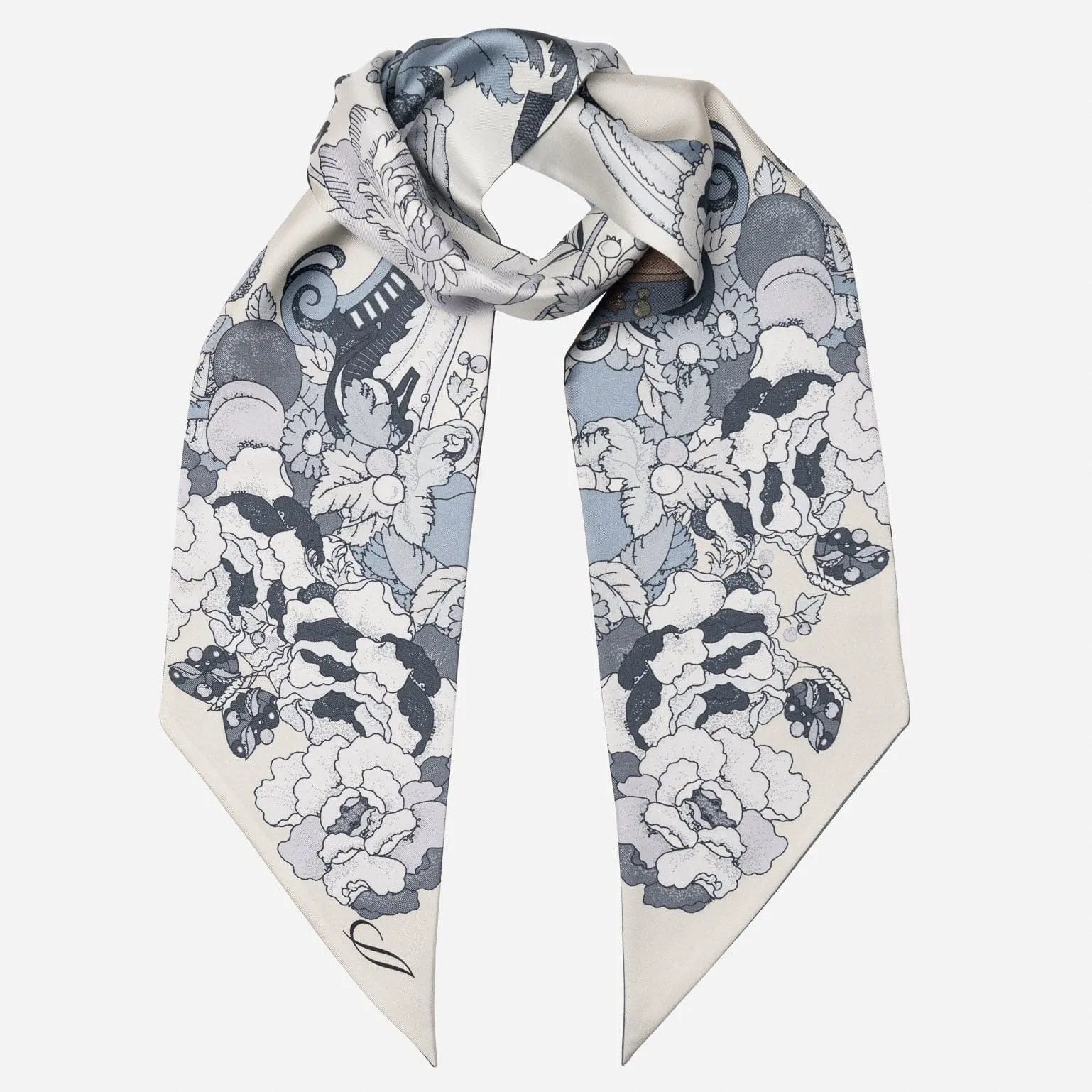 Raffaella - Skinny Silk Scarf - Dusty Blue sold by Elizabetta