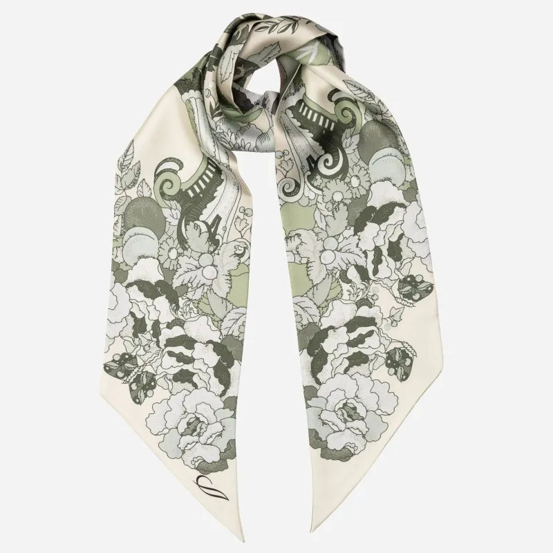 Raffaella  - Skinny Silk Scarf - Sage Green sold by Elizabetta