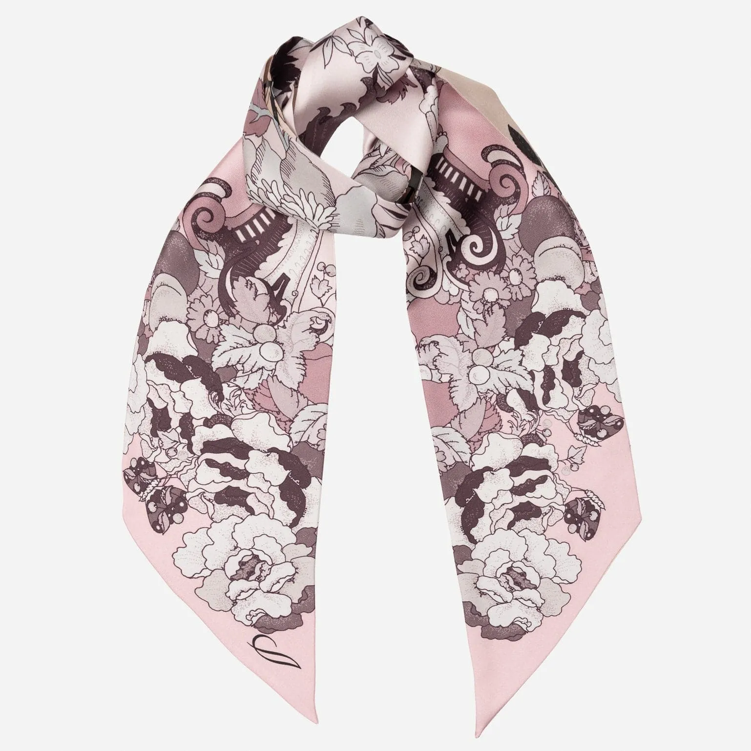Raffaella - Skinny Silk Scarf - Pink sold by Elizabetta