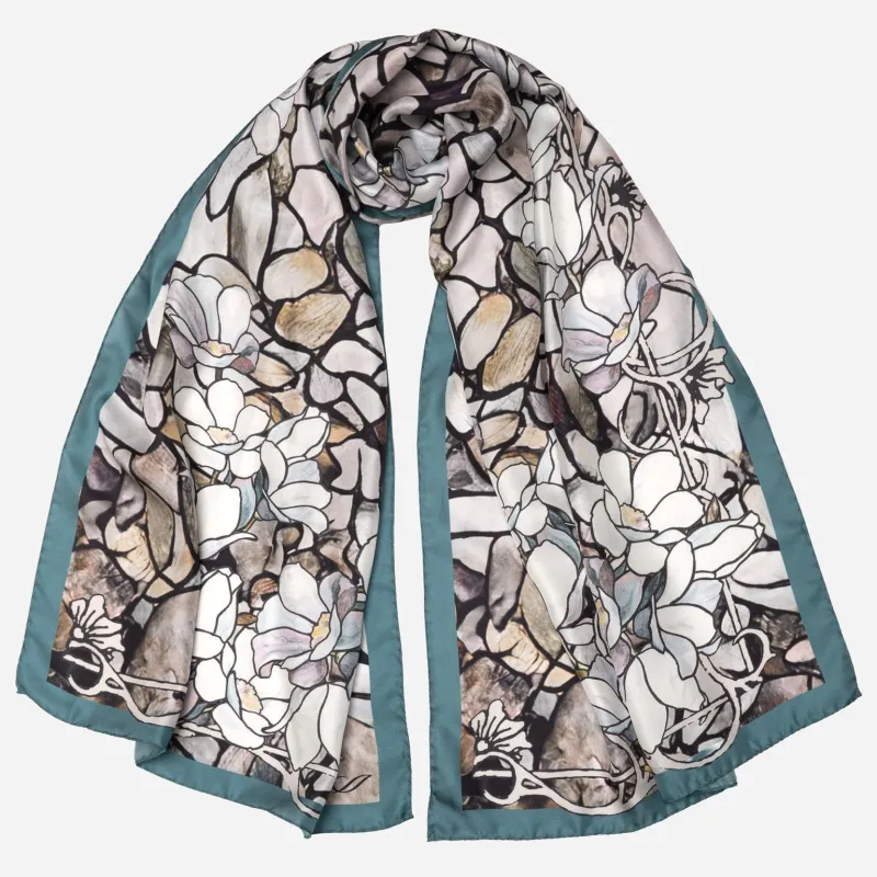 Tiffany - Long Silk Scarf - Petrol Blue sold by Elizabetta