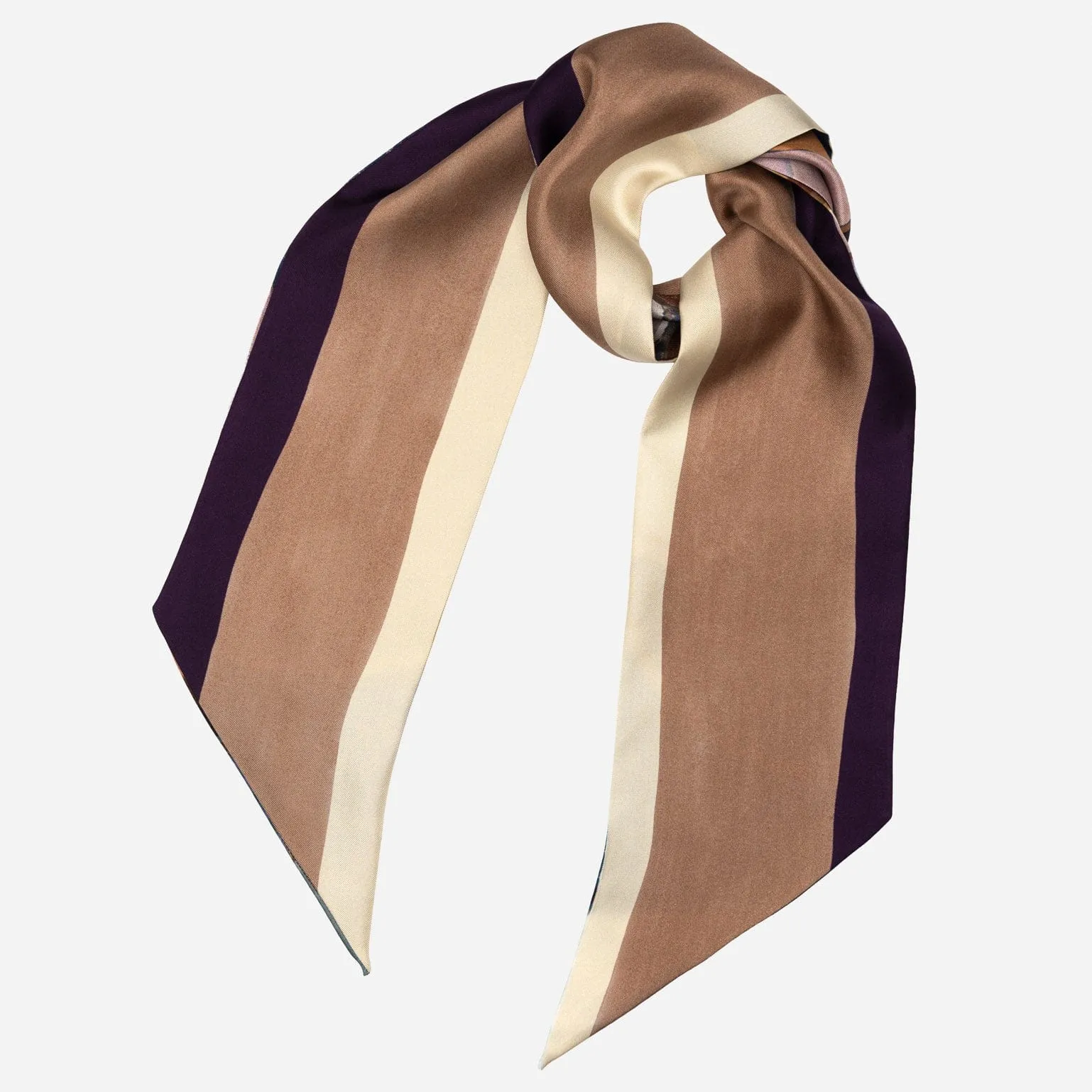 Lia - Skinny Silk Scarf - Blue and Tan sold by Elizabetta product image thumbnail 2