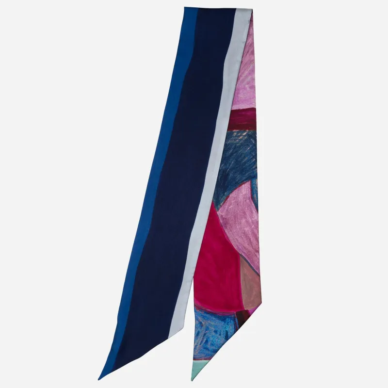 Lia - Skinny Silk Scarf - Pink and Blue sold by Elizabetta