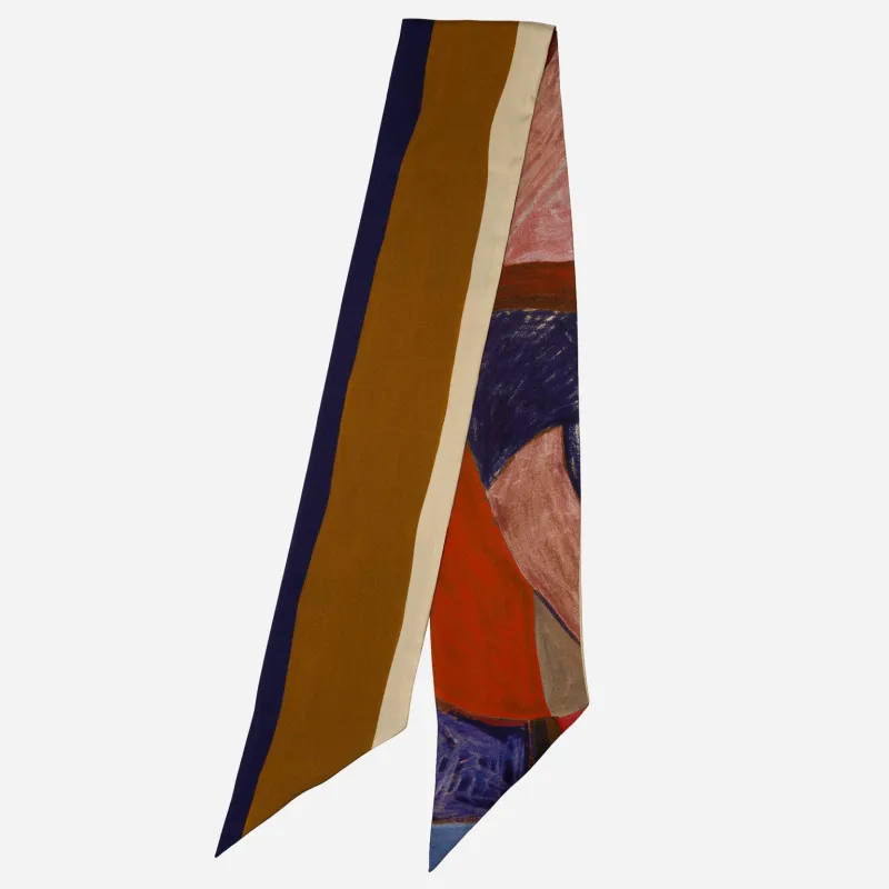 Lia - Skinny Silk Scarf - Bronze & Indigo sold by Elizabetta