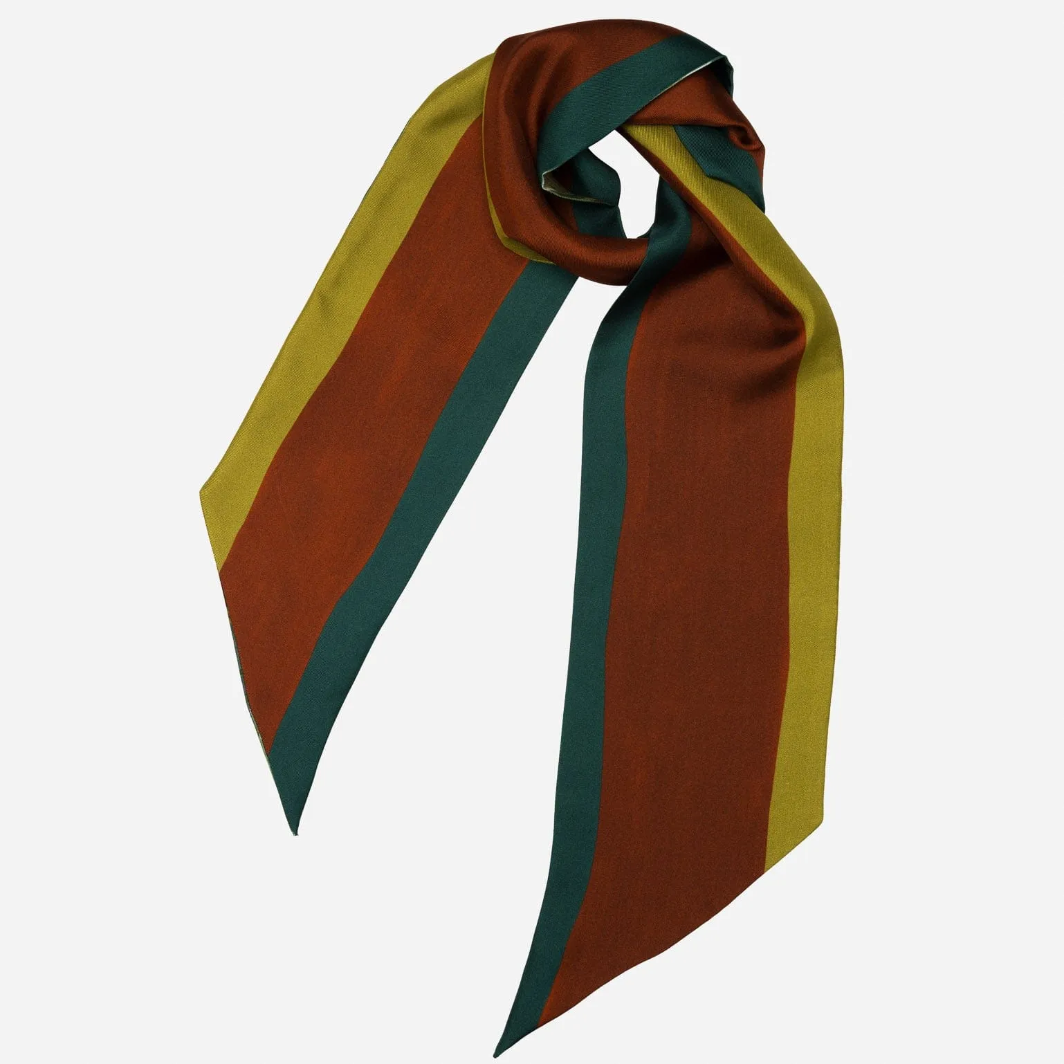 Lia - Skinny Silk Scarf - Green and Terracotta sold by Elizabetta product image thumbnail 2