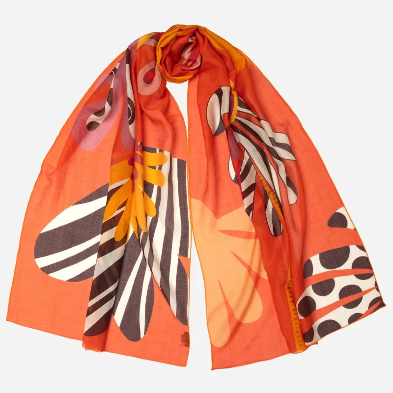 Monica - Cotton and Silk Scarf - Tangerine sold by Elizabetta