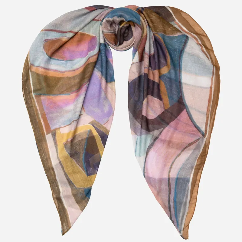 Tropea - Modal Cotton Silk Scarf Shawl - Blue and Plum made by Elizabetta