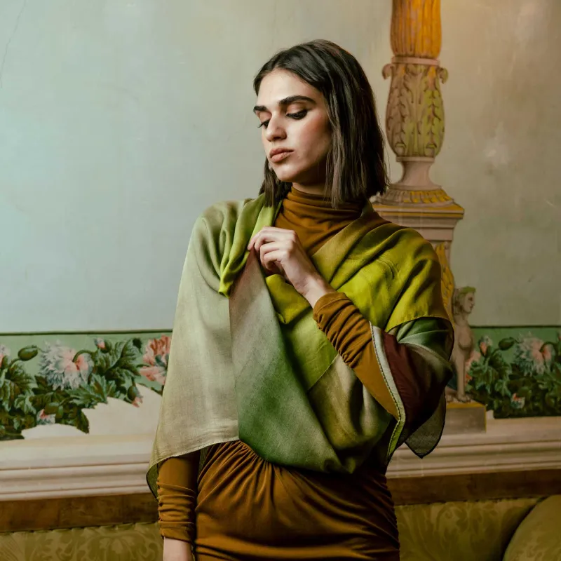 Etna - Modal Silk Scarf Shawl - Green sold by Elizabetta