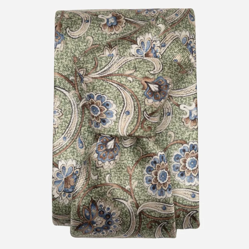 Niccolò - Printed Silk Tie - Green made by Elizabetta