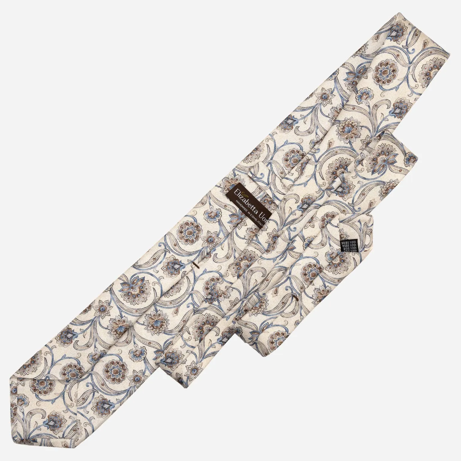 Niccolò - Printed Silk Tie - Cream sold by Elizabetta product image thumbnail 4