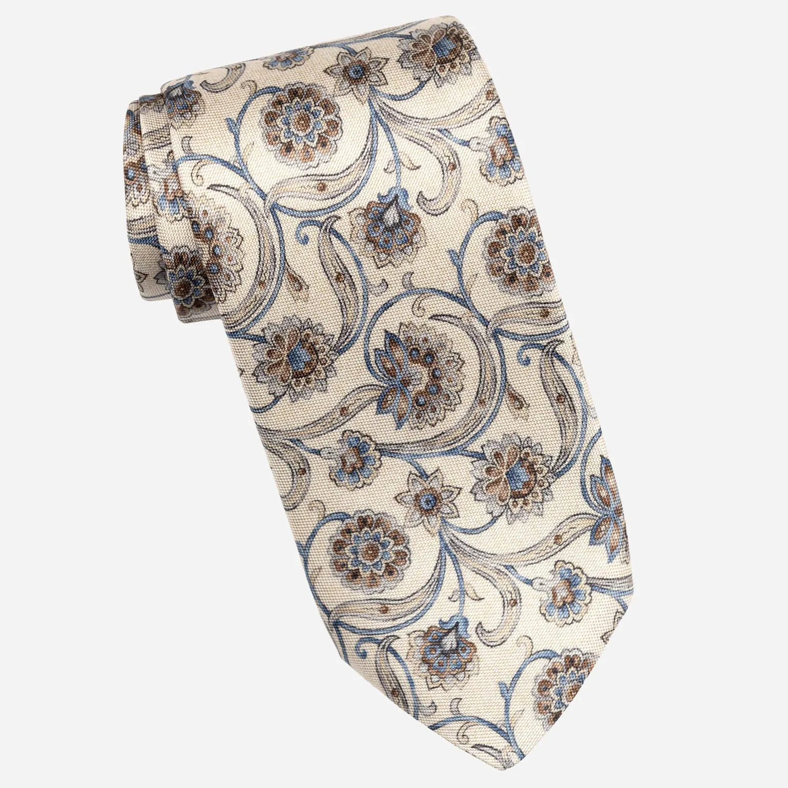 Niccolò - Printed Silk Tie - Cream sold by Elizabetta product image thumbnail 2