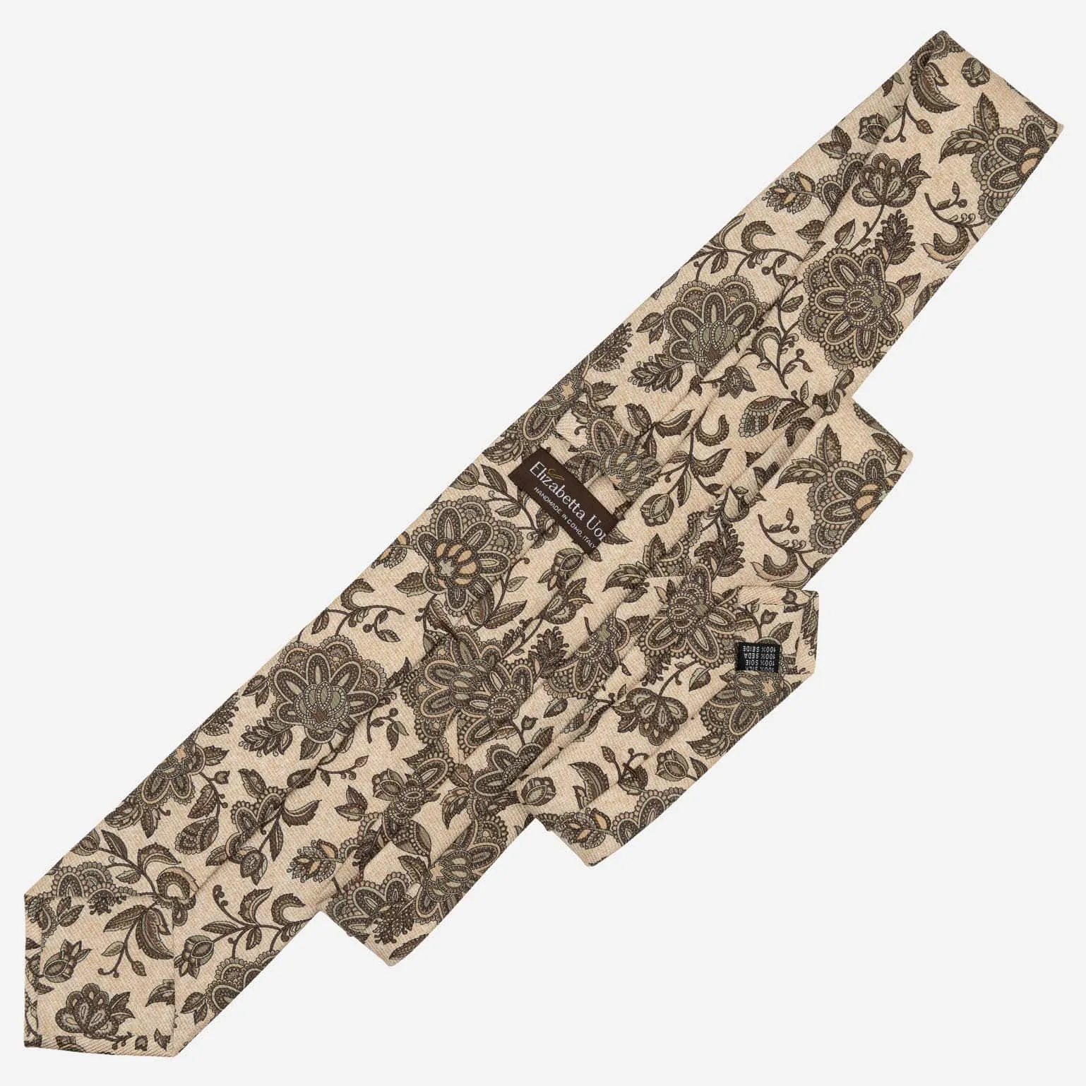 Sartori - Printed Silk Tie - Beige and Sage sold by Elizabetta product image thumbnail 4