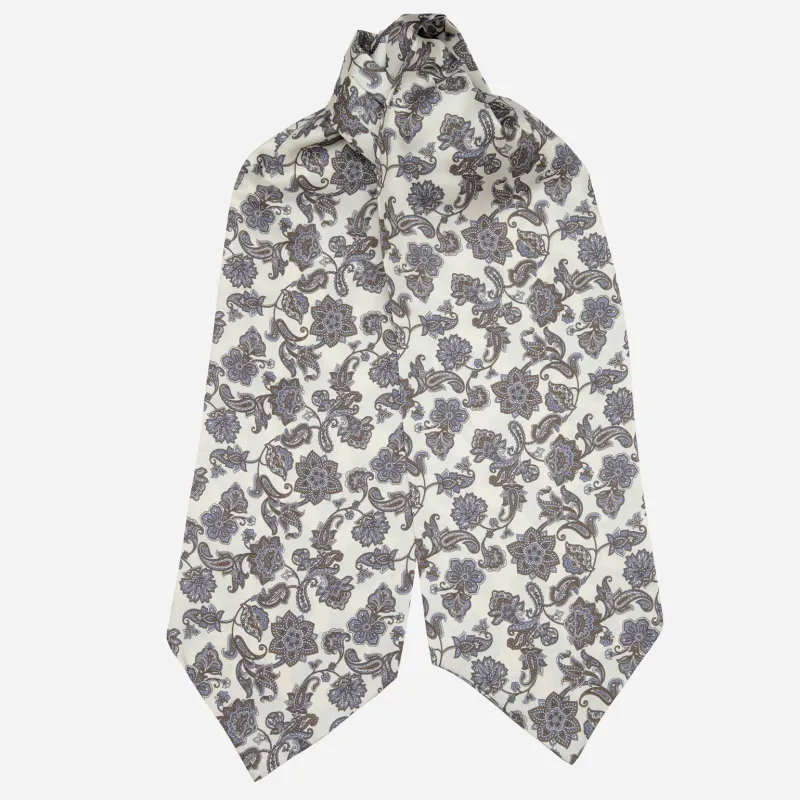 Turano - Silk Ascot Cravat Tie - Ivory made by Elizabetta